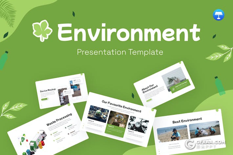 80页环境保护节能环保绿色环境展示宣传数据分析国外keynote模板