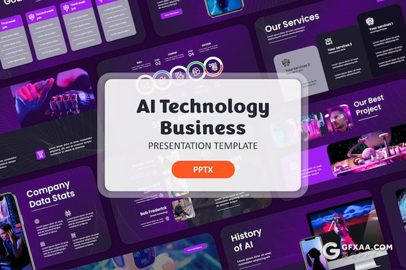 23页高端大气AI技术未来科技人工智能发布会商务国外PPT模板