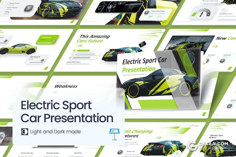 38页新能源电动跑车项目发展投资产品宣传介绍国外keynote模板