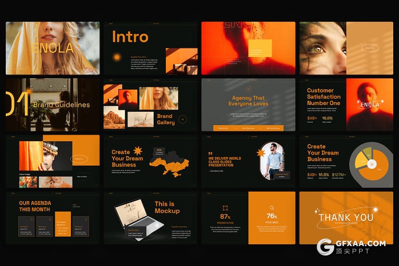 40页橙色品牌营销策划多用途国外keynote模板